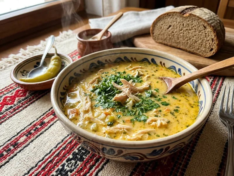 سنتی رومانیایی Ciorbă Rădăuțeană (سوپ ترش مرغ سیر)