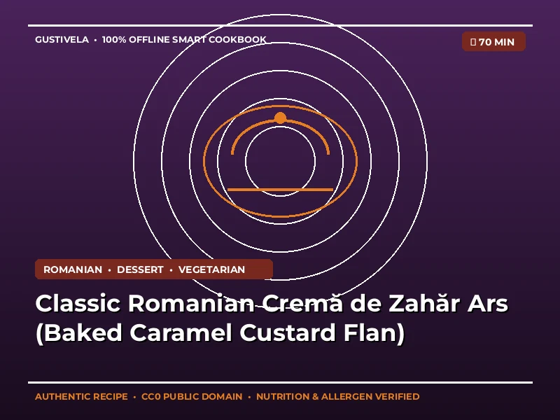 Klasický rumunský Cremă de Zahăr Ars (zapečený karamelový pudinkový flan)