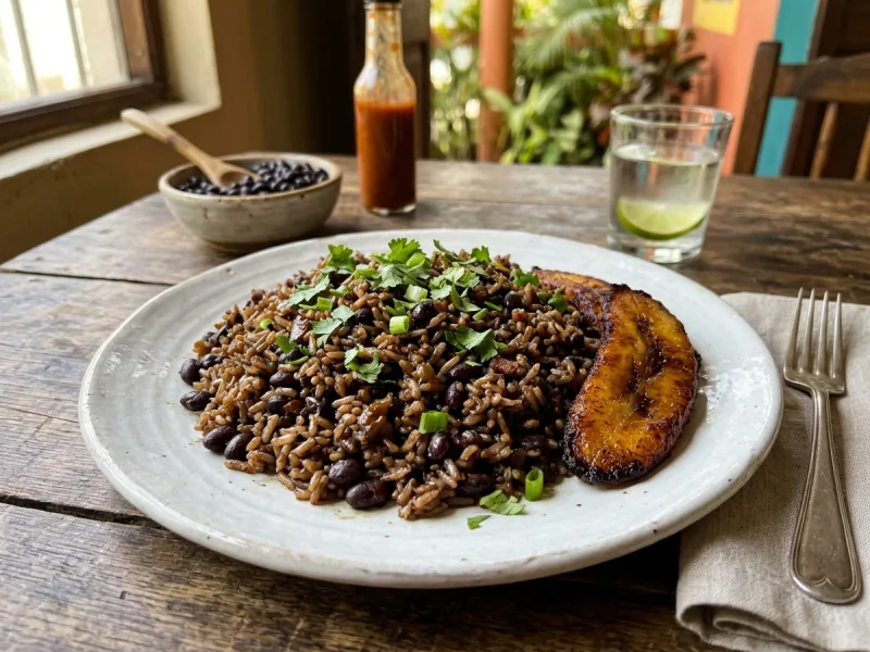 Moros y Cristianos cubani (fagioli neri salati e riso a grani lunghi cucinati insieme)