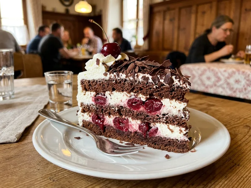 Auténtico pastel de la Selva Negra (Schwarzwälder Kirschtorte con guindas, crema batida y chocolate amargo)