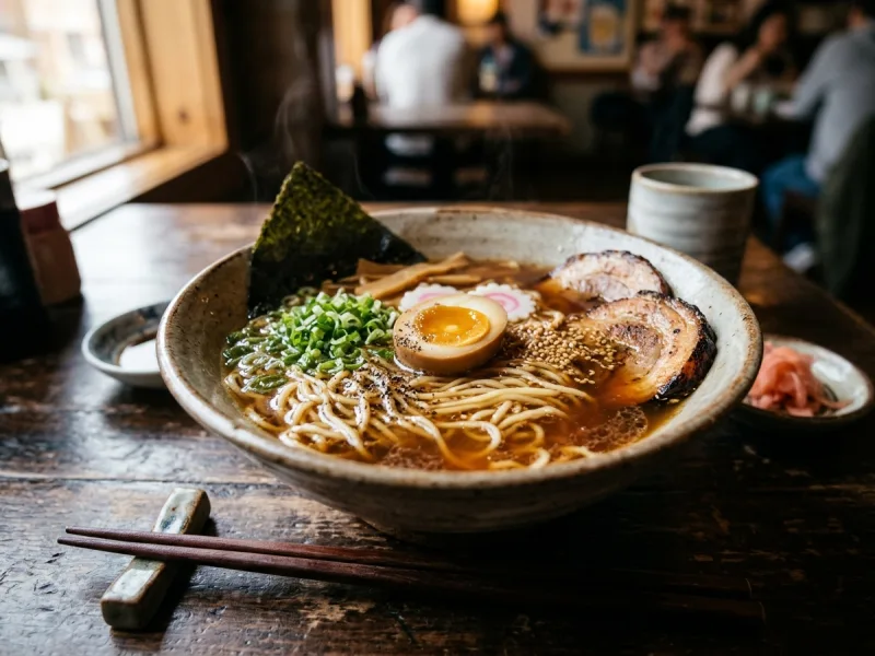 Japonský Shoyu Ramen (vývar ze sójové omáčky s čerstvými nudlemi, měkkým vajíčkem Ajitsuke a nori)