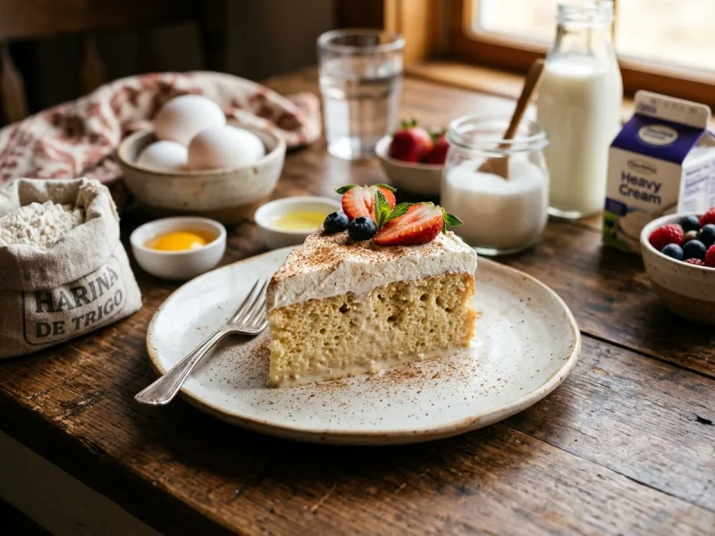 עוגת Tres Leches מקסיקנית (Pastel de Tres Leches ספוג בשלושה חלבים)