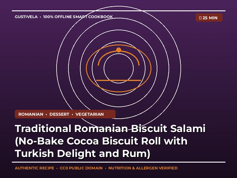 Salam de biscuiți tradițional – Desertul copilăriei fără coacere cu biscuiți crocanți, cacao densă, cubulețe de rahat multicolor și aromă de rom