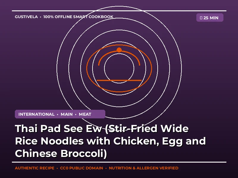 Thai Pad See Ew (gebratene breite Reisnudeln mit Huhn, Ei und chinesischem Brokkoli)