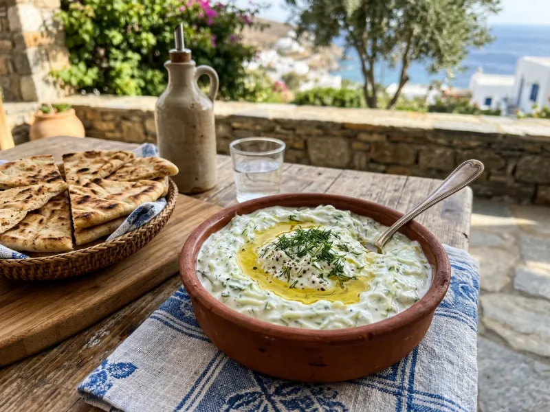 خيار Tzatziki اليوناني الأصيل وتراجع الزبادي