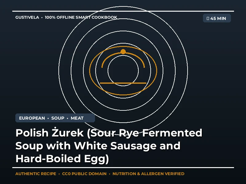 Żurek polaco (sopa fermentada de centeno agrio con salchicha blanca y huevo duro)